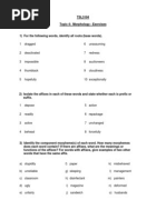 Exs On Morphology - Divide The Words Into Their Morphemes