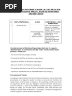 Términos de Referencia para La Contratación Del Arqueólogo para El Plan de Monitoreo Arqueológico