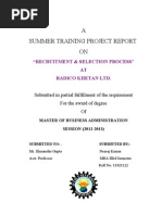 A Summer Training Project Report ON: "Recruitment & Selection Process" AT Radico Khetan LTD