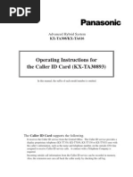 Operating Instructions For The Caller ID Card (KX-TA30893) : Advanced Hybrid System