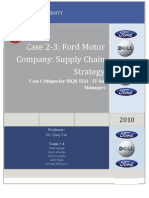 Case Critique Ford Motor Company Supply Chain Strategy