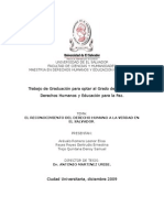 El Reconocimiento Del Derecho Humano A La Verdad en El Salvador