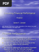 Evaluating Financial Performance: Finance Jaime F. Zender