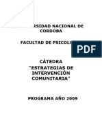 Programa Psicologia Comunitaria 2009 - Estrategias de Intervenciòn Comunitaria 