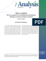 Move To Defend: The Case Against The Constitutional Amendments Seeking To Overturn Citizens United, Policy Analysis No. 724