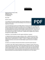 Letter To Lori Swanson Minnesota AG Concerning Open Records Requests To U of Minnesota