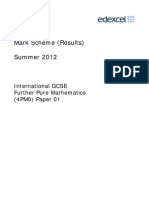 Mark Scheme (Results) Summer 2012: International GCSE Further Pure Mathematics (4PM0) Paper 01