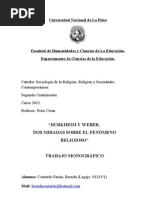 Durkheim y Weber Sociologia de La Religión