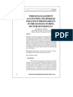 Which Management Accounting Techniques Influence Profitability in The Manufacturing Sector of Pakistan?