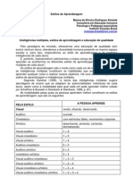 Estilos de Aprendizagem e Inteligencias Multiplas PDF