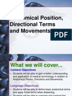 Anatomical Position, Directional Terms and Movements