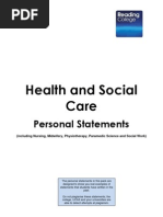 Health and Social Care Personal Statements