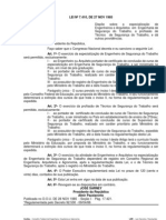 Lei 7410-85, Engenheiro e Técnico Segurança Trabalho