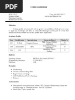 Curriculum Vitae: Nizampet Village, Ramayampet Mandal, Medak Distict