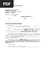 Sample of Application For Search Warrant