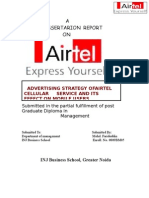 A Dessertarion Report ON: Advertising Strategy Ofairtel Cellular Service and Its Effect On Mobile Users