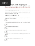 Questionário de Auto-Abservação Professor