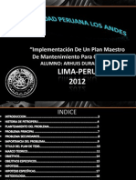 Implementación de Un Plan Maestro de Mantenimiento