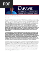 Rod LaFave For City Council Letter of Intent