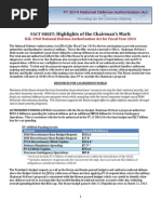 Chairman's Mark Summary: H.R. 1960 - FY14 NDAA