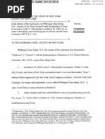 Index No. 154375-2013. JPMorgan Chase Bank 05.10.2013 Petition. Supreme Court of The State of New York. Columbia University. Lydia C. Chamberlain. Lydia C. Roberts.