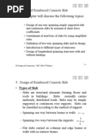 This Chapter Will Discuss The Following Topics:: 5. Design of Reinforced Concrete Slab