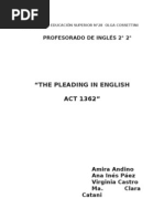 "The Pleading in English ACT 1362": Profesorado de Inglés 2° 2°