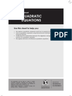 Quadratic Equations: Use This Sheet To Help You