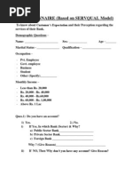 Questionaire On Servquel Model