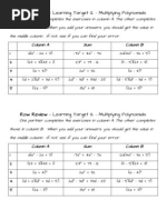 Row Game - Multiplying Polynomials and Monomials