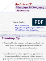 Module - IX: Company Meetings & Company Secretary