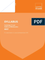 Syllabus: Cambridge O Level Additional Mathematics