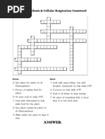 Answer: Photosynthesis & Cellular Respiration Crossword