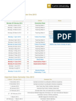 Academic Calendar Semester One 2013: Notes Week Commencing Details