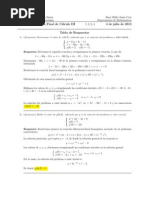 Corrección Examen Final Cálculo III, 3 Julio 2013