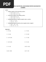 Adding, Subtracting, Multiplying and Dividing Negative Integers