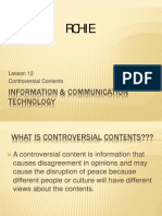 Information & Communication Technology: Lesson 12 Controversial Contents