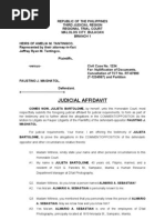 Judicial Affidavit: COMES NOW, JULIETA BARTOLOME, by Herself, Unto This Honorable Court, Most