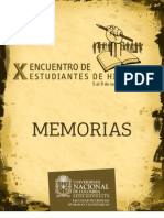 Memorias X Encuentro Estudiantes Historia UNAL MED