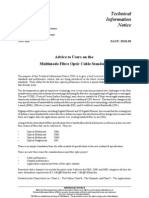 Technical Information Notice: Advice To Users On The Multimode Fibre Optic Cable Standards