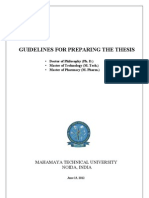 18 June 2012, Guidelines For Preparing The Thesis