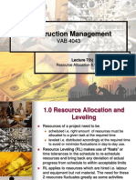 Construction Management: Resource Allocation & Leveling