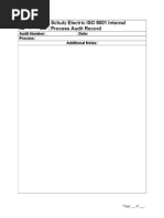 Schulz Electric ISO 9001 Internal Process Audit Record