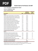 Student Opinion Poll Results, Fall 2007