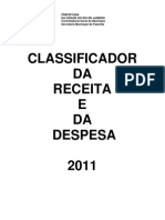 Classificador Da Receita e Despesa - 2011 - PCRJ