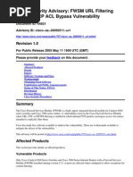 Cisco Security Advisory: FWSM URL Filtering Solution TCP ACL Bypass Vulnerability