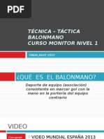 TÉCNICA - TÁCTICA BALONMANO (Nivel 1)