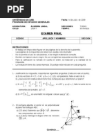 Examen Final de Algebra Lineal 2008-1