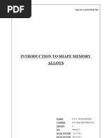 Introduction To Shape Memory Alloys: Exp No: L4/S2/MT427/01