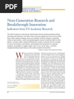 Next-Generation Research and Breakthrough Innovation: Indicators From US Academic Research